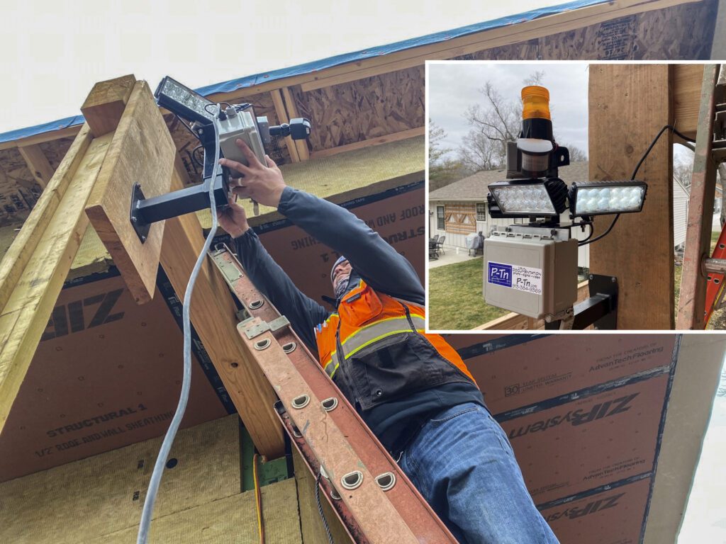 Installing our LED-FLOOD System for motion detection and strobe alert 24/7-365