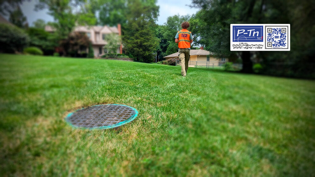Manhole in a yard